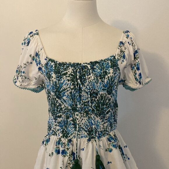 Teal & White Margaux Riviera Layered Mini Dress Size Small - Picture 3 of 15